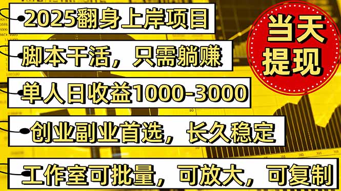 (16501期)2025翻身上岸项目脚本干活,内部客户经理内部开号,单人日收益1000-300…